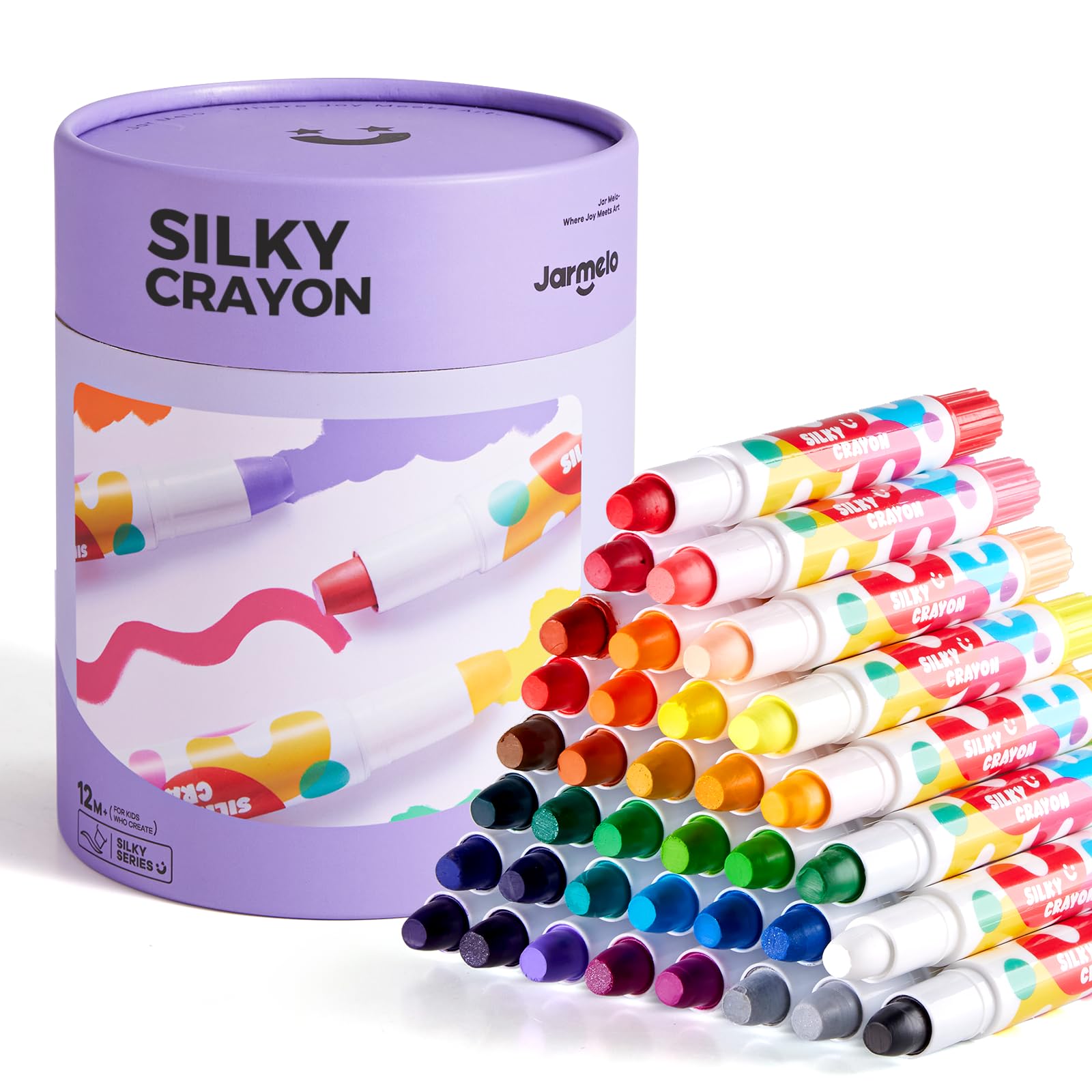 Jar Melo Silky Crayons-36 Colors Washable Rotating Non-Toxic 3 In
