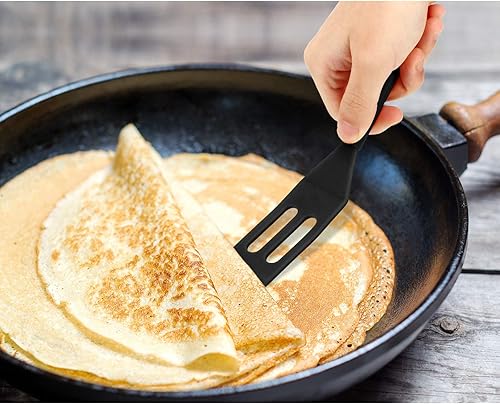 Miniatura 6 de Mini espátula para servir brownie, flexible, antiadherente, de silicona, resistente al calor, espátula ranurada para huevo volteado en una sartén