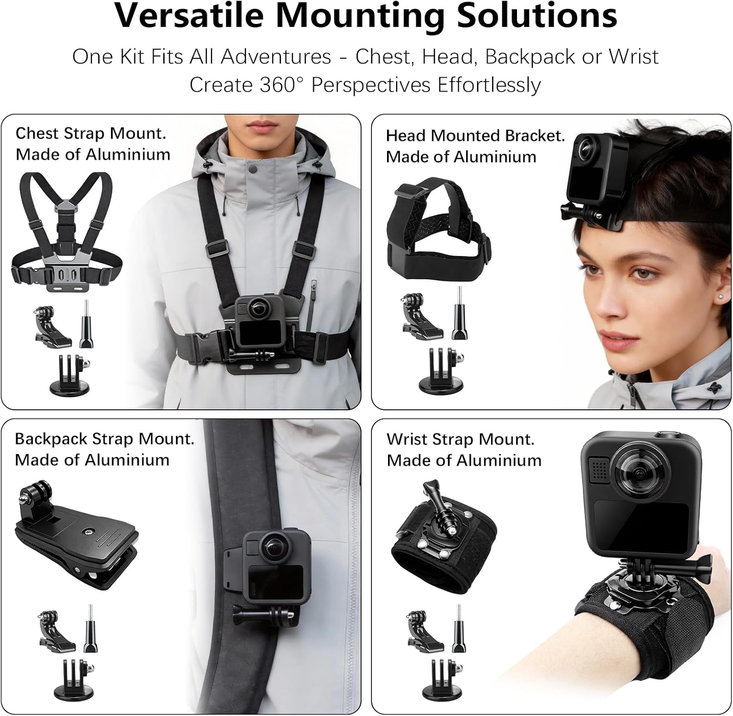 60-in-1 Accessories Kit Compatible with GoPro Max 2 with 70m Waterproof Housing Case, Tempered Glass Screen Protector, Floaty Bobber Grip, Large Carrying Case, Mounts Chest/Head/Handlebar (Max 2)