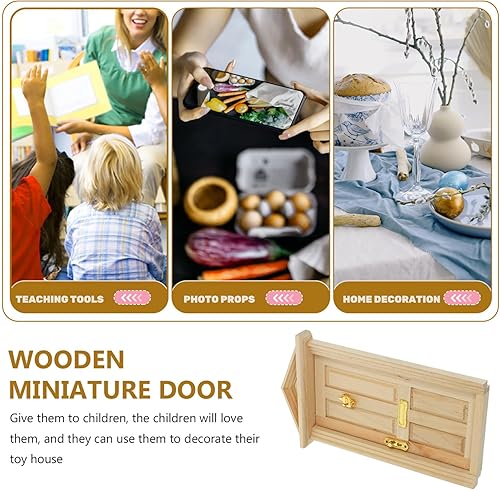 Miniatura 7 de Puerta de casa de muñecas, mini puerta a escala 112, se adapta a muebles de casa de muñecas de madera, puertas de madera sin pintar para bricolaje,