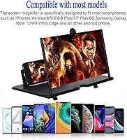 Vista 6 de Lupa de pantalla para teléfono celular de 20 pulgadas, soporte para teléfonos inteligentes, plegable, ampliadora de juegos celulares, video de Negro