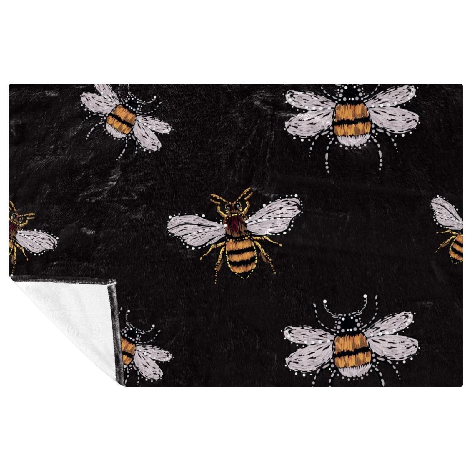 Couverture douce brodée abeille plaid de lit haute qualité