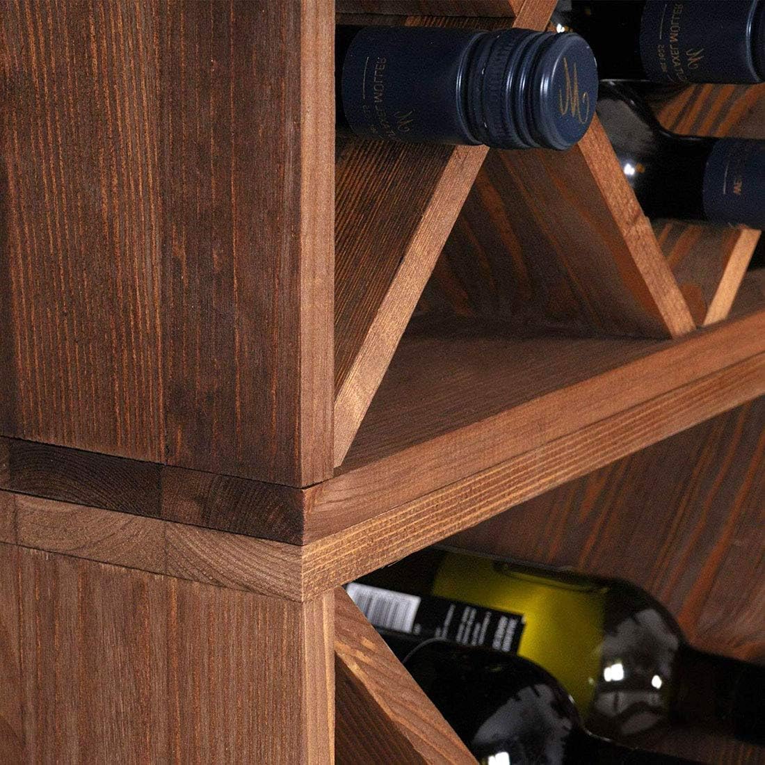 Cave à Vin Modulable CUBOX 50 – Rack Mural 320 Bouteilles – Système Composable en Bois FSC® – Set 16 Modules – Saper Bere Bene® – Couleur Brun Foncé – Dim. 200x200x25 cm