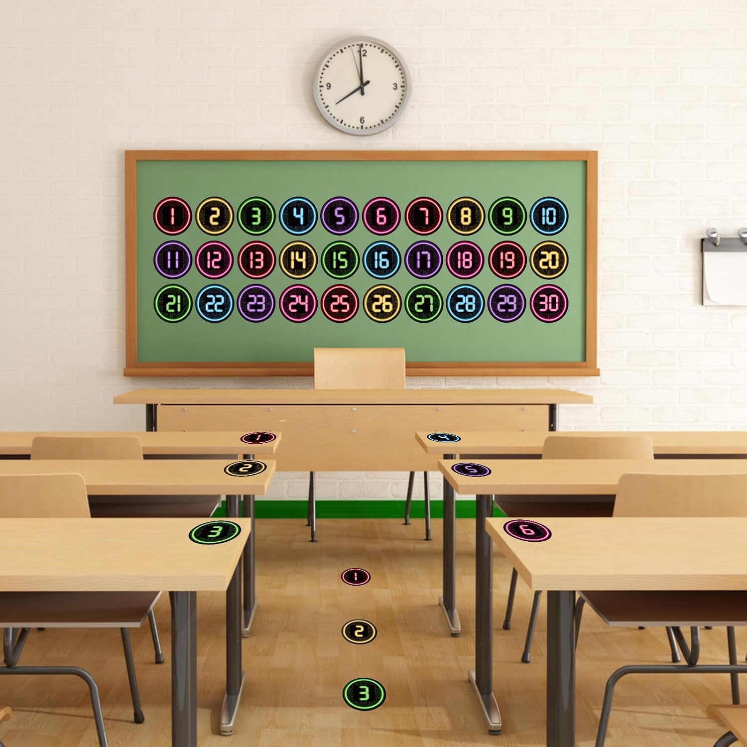 D24TIME 36PCS Line up Spots for Classroom Floor - 4'' Neon Number Stickers image 5