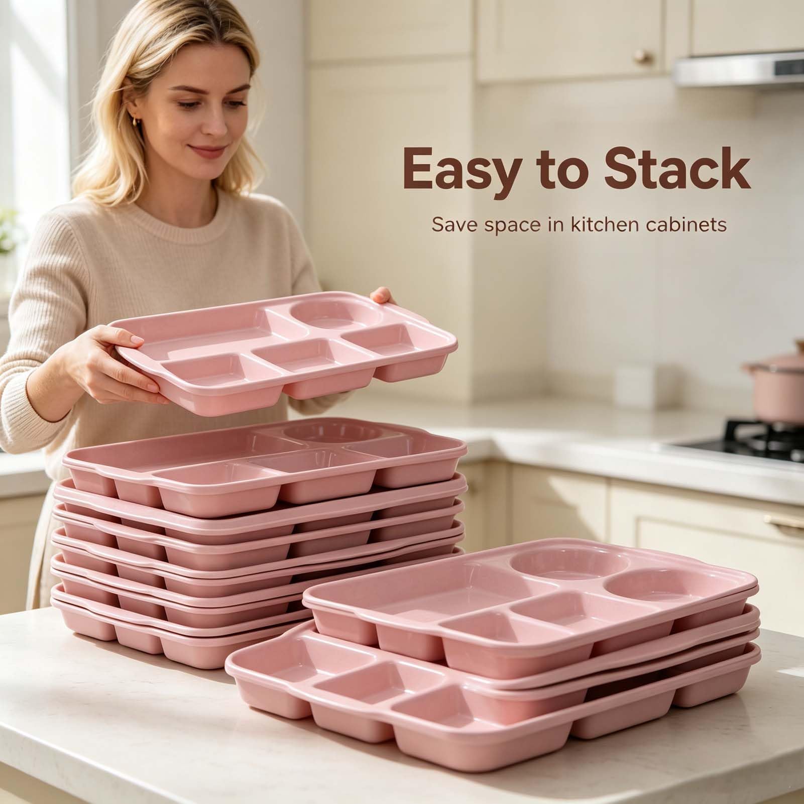 Keramikteller Mit 5 Fächern, Unterteilter Essteller, Servierplatte Für Verschiedene Speisen, Portionsteller Für Meal Prep, Reis, Fleisch, Gemüse, Obst, Beilagen, Familienküche