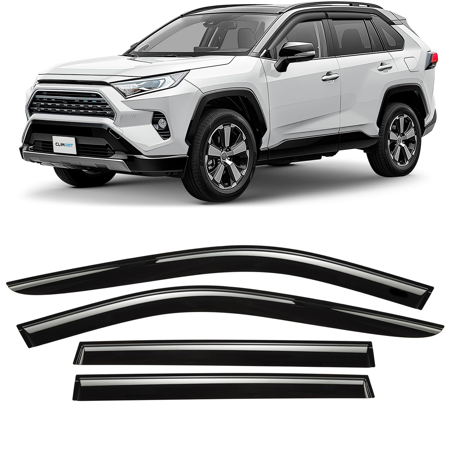 CLIM ART Adesivo Deflettori antiturbo Compatibile con Toyota RAV4 2019-2026 XA50 - Accessori Auto - Deflettori finestrini - Deflettore Aria Auto - Protezione Meteo - Facilità di Installazione -4Pz S