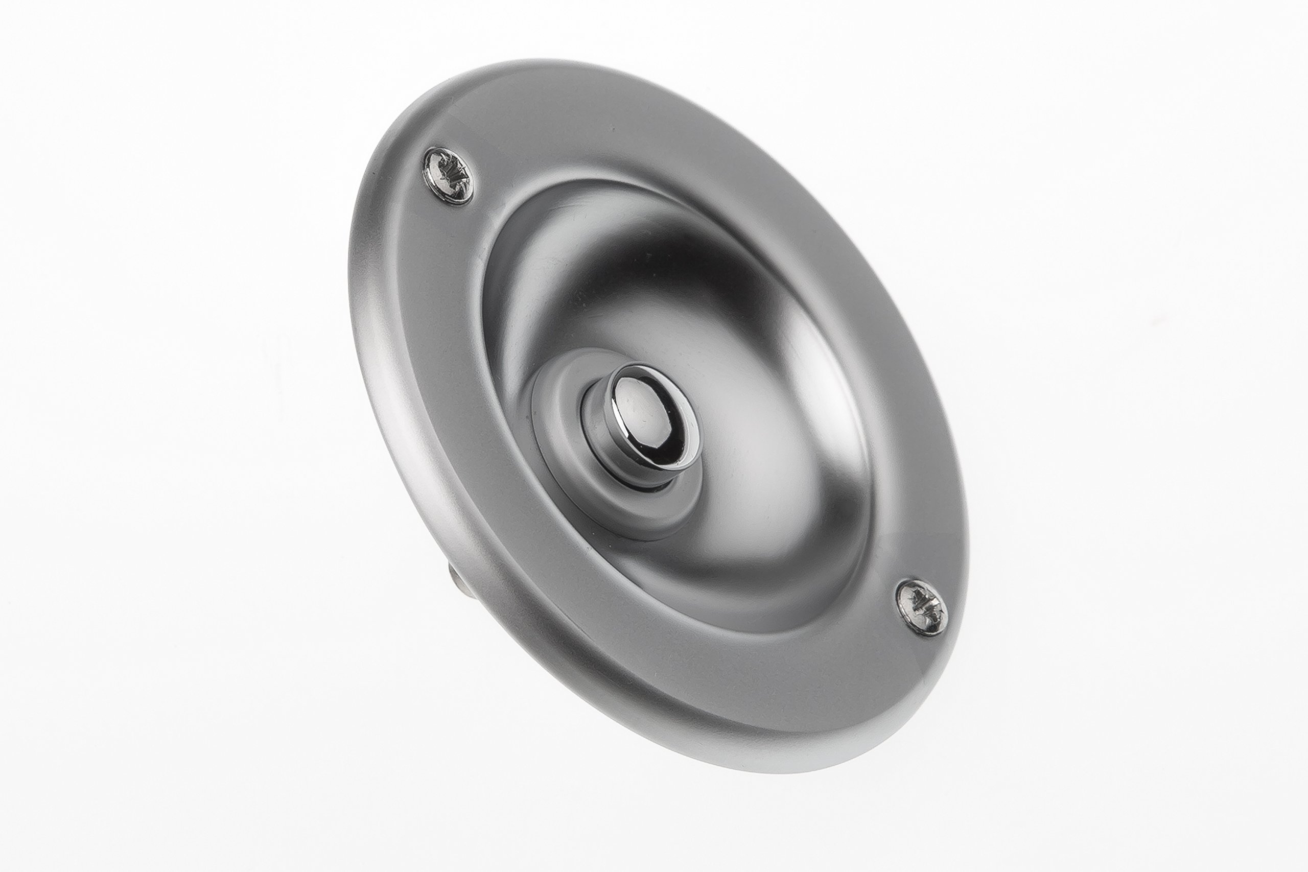 HUBER Inbouw belknop 1-voudig messing rond - deurbelknop - huisdeurbel inbouw van messing - belschakelaar, bel, chroom mat
