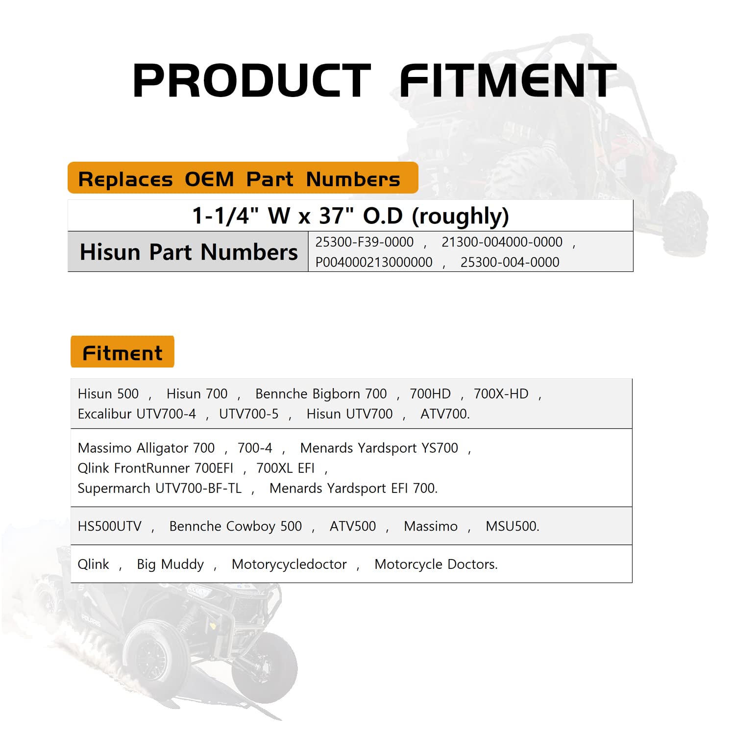 Heavy Duty Drive Belt for Hisun ATV UTV 450 500 550 700 750, Massimo MSU500, Bennche Bigborn Sector Vector Cowboy AXIS, 25300-F39-0000