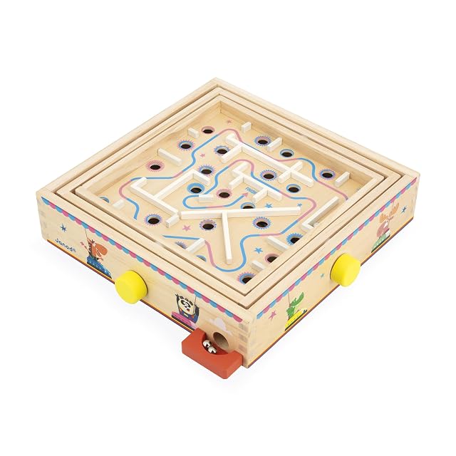 Foto 2 de 7 de Janod Juego Laberinto de Madera para Niños y Adultos - Juguete Tradicional - Carrera de Canicas