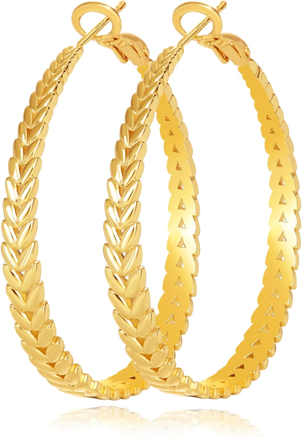 Silver Hoop Earrings for Women Hypoallergenic 925 Sterling Silver Post Hoop Earrings Lightweight Thick Large Silver Hoop Earrings 30/40/50MM