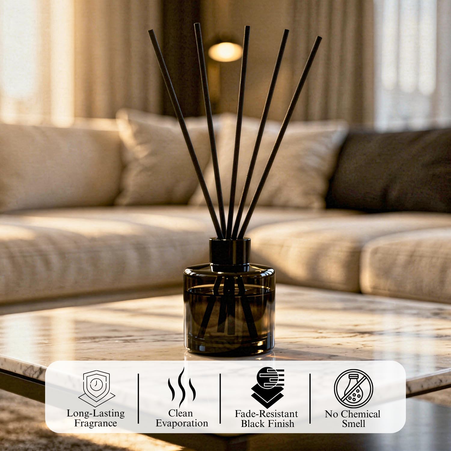 Floryn Decor Black Reed Diffuser Sticks | Fiber Aroma Sticks for Oil Diffuser | High Absorption, Long Lasting Fragrance | Replacement Reeds for Home, Office & Spa (Pack of 25) 1