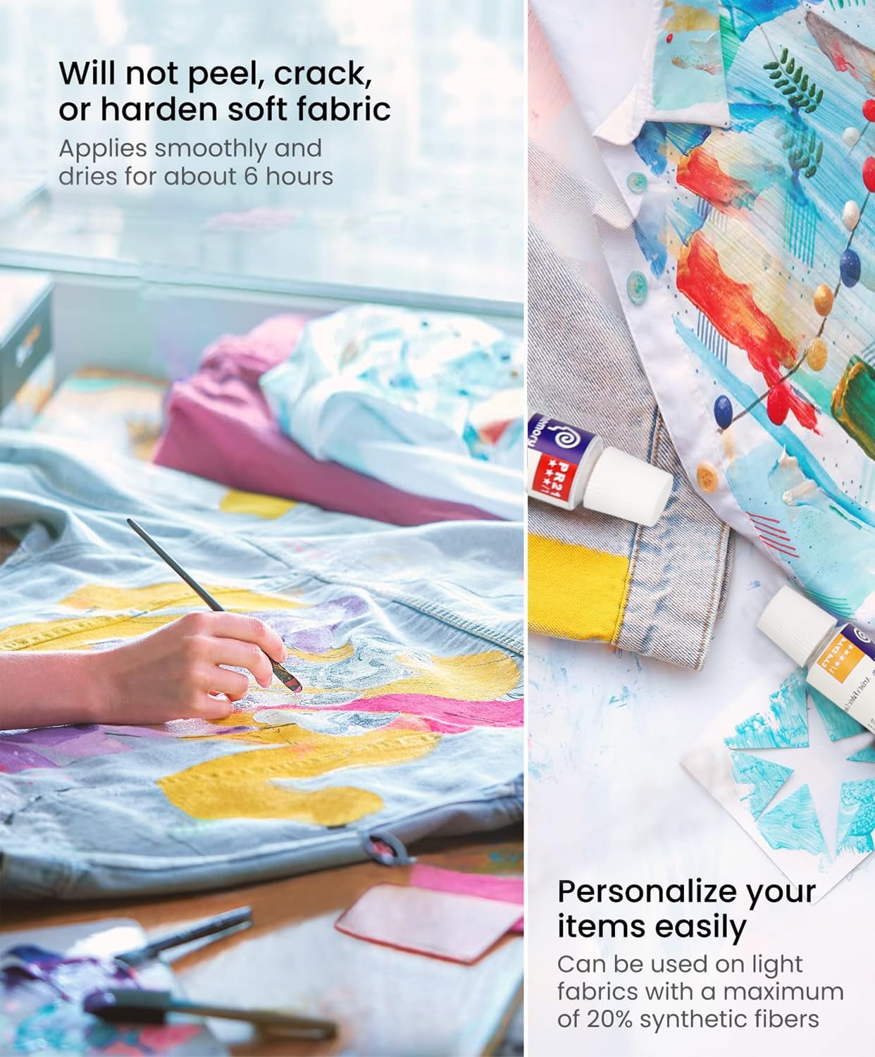 Colorful Fabric Paint Set 12 Colors - Waterproof Permanent Textile Painting Kit for Adults to Arts on Clothes, Shoes and Canvases - Image 5