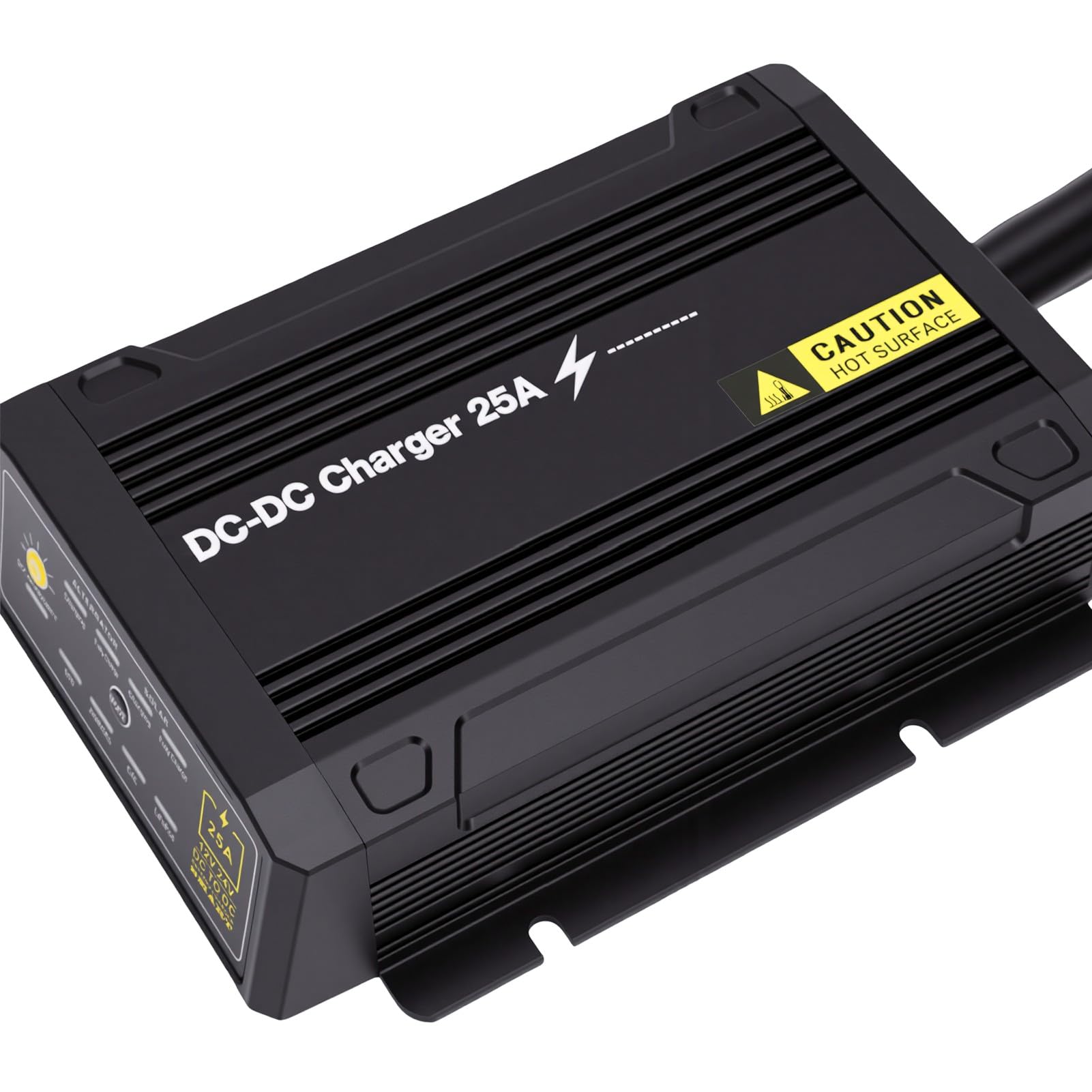 FTVOGUE Cargador de Batería CC a CC 25A MPPT Entrada Dual Solar | Aleación de aluminio, entrada solar MPPT, uso marino RV, compatibilidad Gel AGM LFP, resistencia al agua IP68, control de 3
