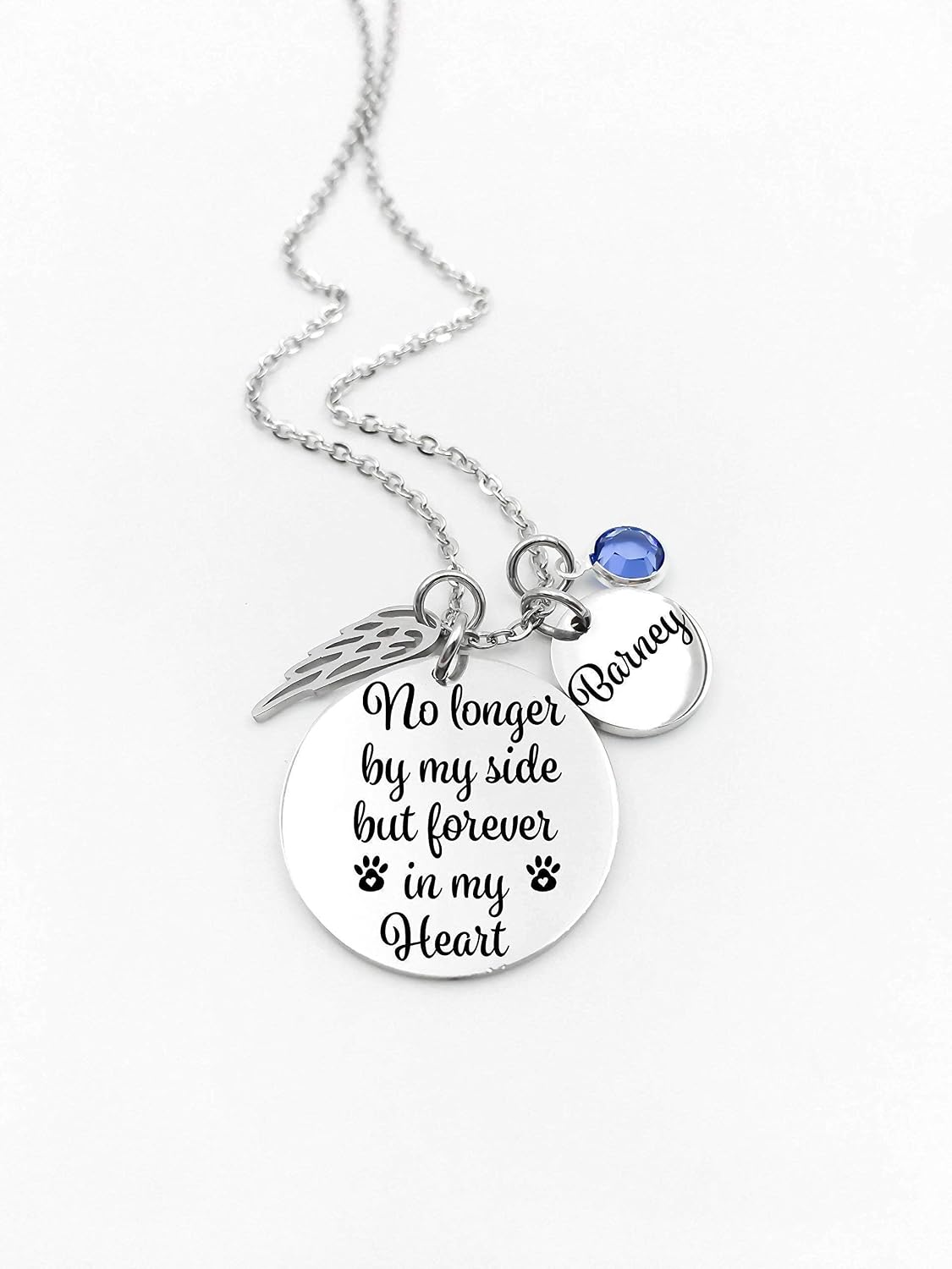 Pet Memorial Jewelry, No Longer By My Side, Memorial Jewelry, Forever In My Heart, Stainless Steel, Custom Made, Personalized