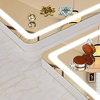 Vista 194 de Hasipu - Espejo de tocador con luces LED, espejo iluminado de maquillaje de 28 x 20 pulgadas, con 3 modos regulables, control por pantalla táctil