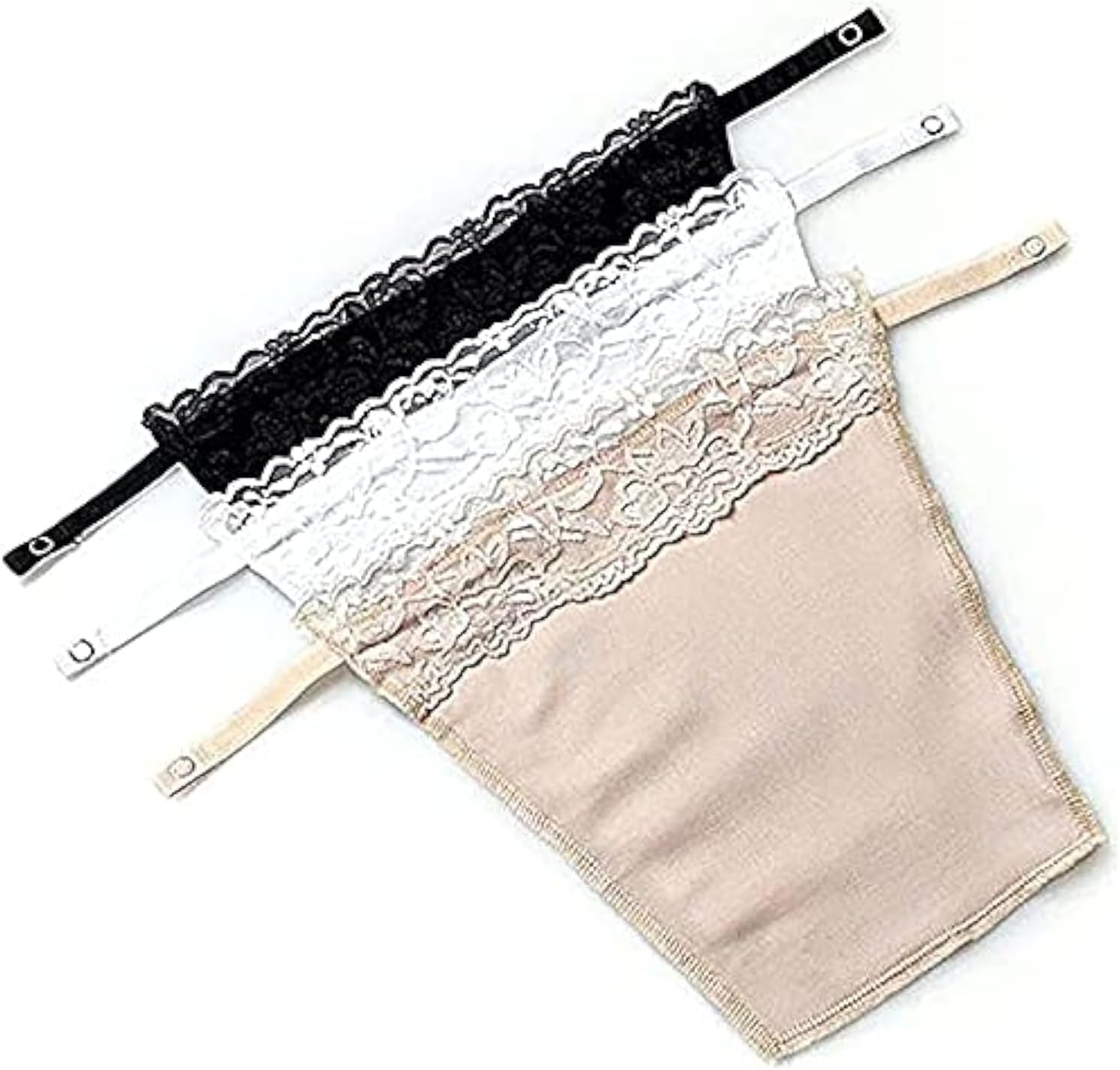 Shoppy Villa - Cotton Clip On Camisole for Women | Mock Lace Cleavage Cover | Deep Neck Cover Up Inners | Cami Secret Slip | Free Size | Set of 3