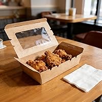 Vista 8 de SEUNMUK 30 cajas de comida marrón kraft de 40 onzas, contenedores desechables de papel kraft para llevar, recipientes de comida para llevar