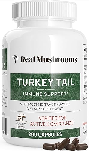 Miniatura 10 de Real Mushrooms Polvo de cola de pavo  Suplemento orgánico de hongos con potente extracto de hongo de cola de pavo para apoyo intestinal, energía,