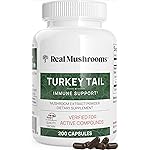 Real Mushrooms Turkey Tail Capsules - Organic Mushroom Extract for Daily Wellness, Gut Harmony, Energy Support - Vegan, Non-GMO, No Fillers - Turkey Tail Extract 200 Count Mushroom Supplement
