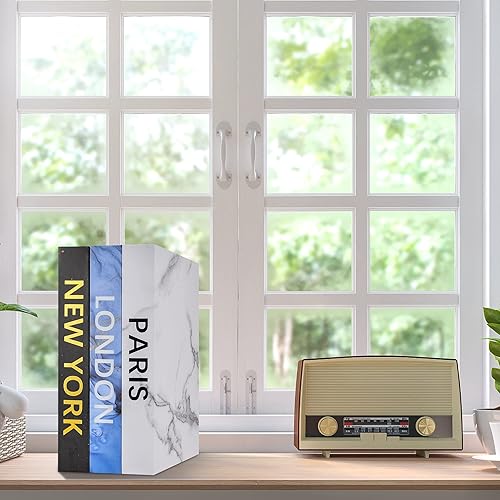 Miniatura 3 de Z111 - Juego de 3 libros decorativos para decoración del hogar, mesa auxiliar, estantería, libros falsos para decoración de decoración, caja de