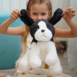WEIGEDU Black White Beagle Sheepdog Border Collie Stuffed Animals Dog Puppy Plush Toys for Kids Boys Girls Baby Birthday Easter