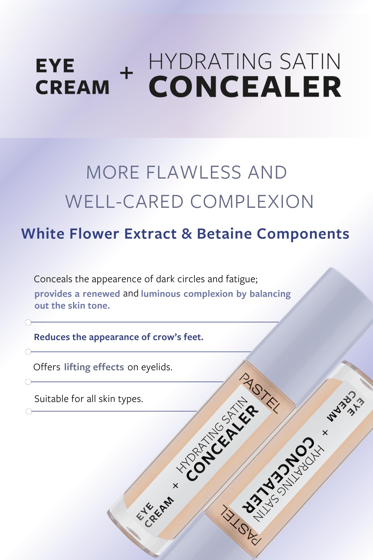 Pastel Eye Cream + Hydrating Satin Concealer - Göz Kremi + Göz Altı Kapatıcısı, 61 Vanilla, 4,3 ml
