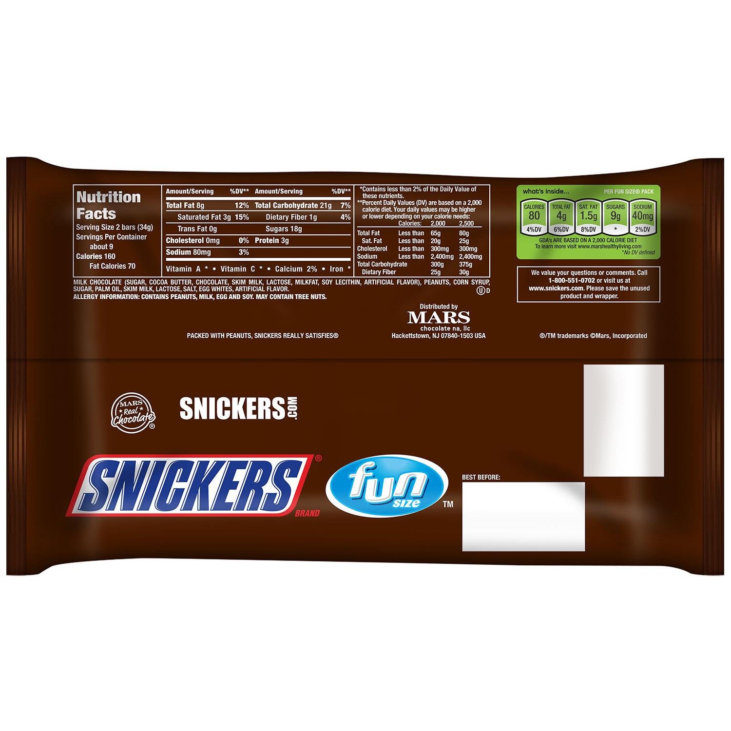 SNICKERS Fun Size Chocolate Candy Bars 11.18-Ounce Bag (Pack ...