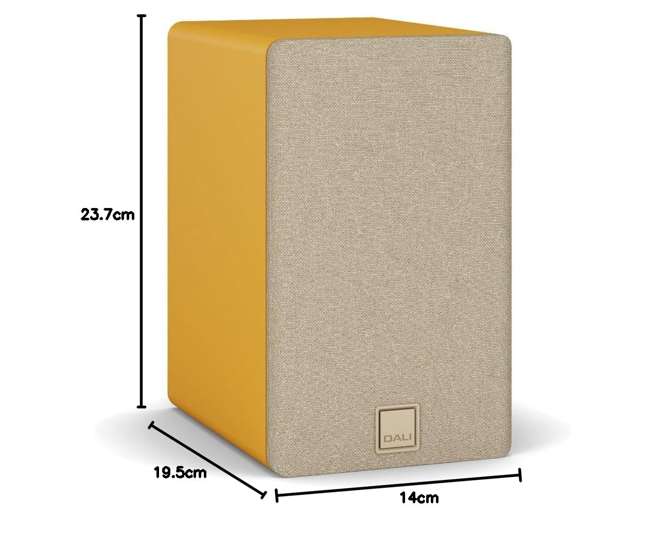 DALI KUPID Premium-Kompakt-Passiv-HiFi-Regallautsprecher, 2-Wege-Design mit 4,5-Zoll-Tieftöner und 1-Zoll-Hochtöner, inklusive Wandhalterung (Paar) – Goldgelb