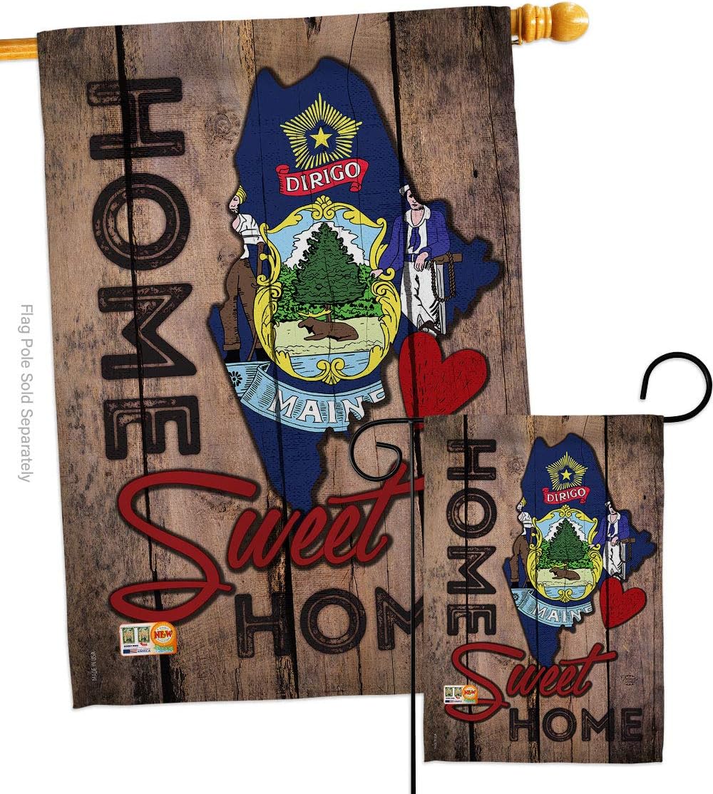 State Maine Home Sweet House Flag Americana States USA American Territories Republic Country Particular Area Small Decorative Gift Yard Banner Made In 28 X 40