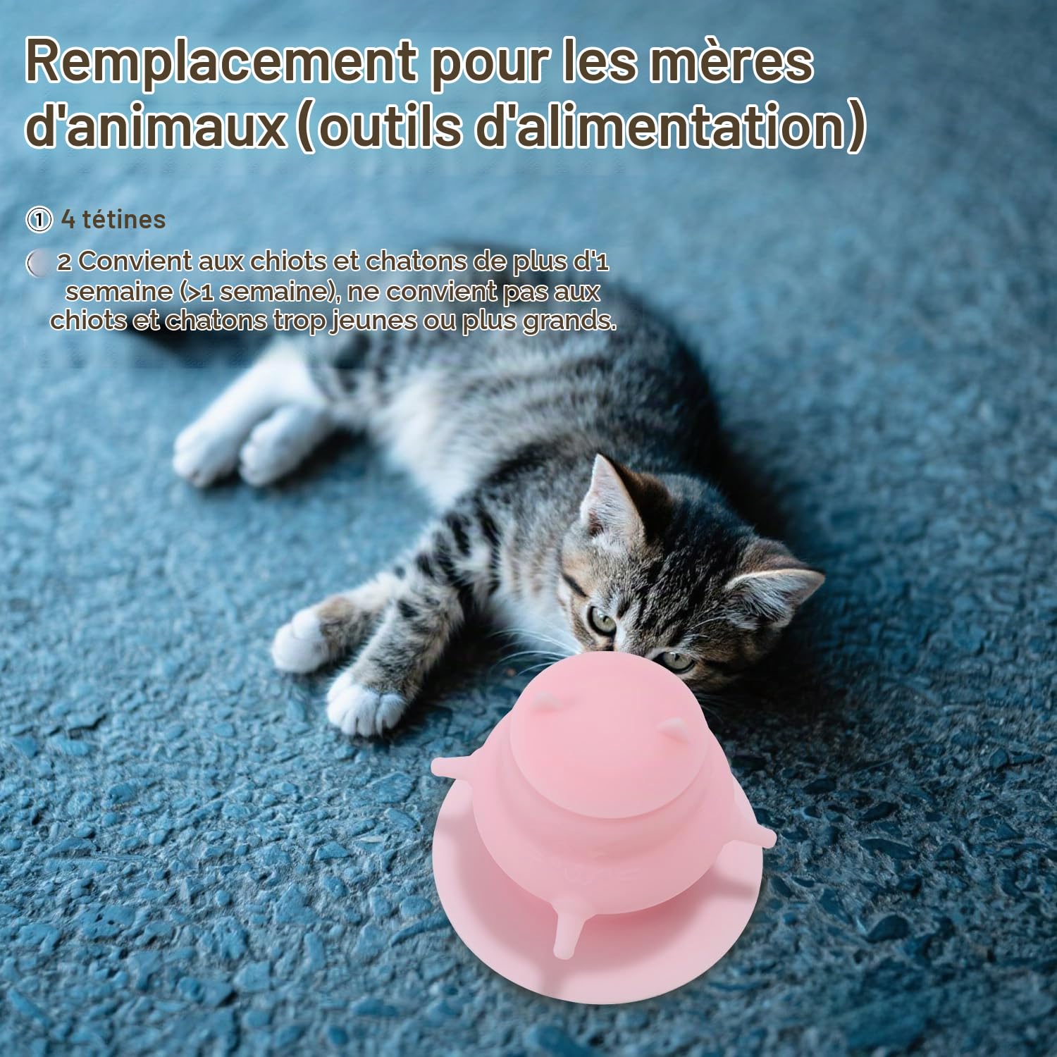 Lyreh Distributeur de Lait pour Chiots avec Quatre Tétines Factices, Station d'alimentation en Silicone Rose Chiots Biberon Anti-Fuite pour Chatons Nouveau-Nés Chiens et Chatons