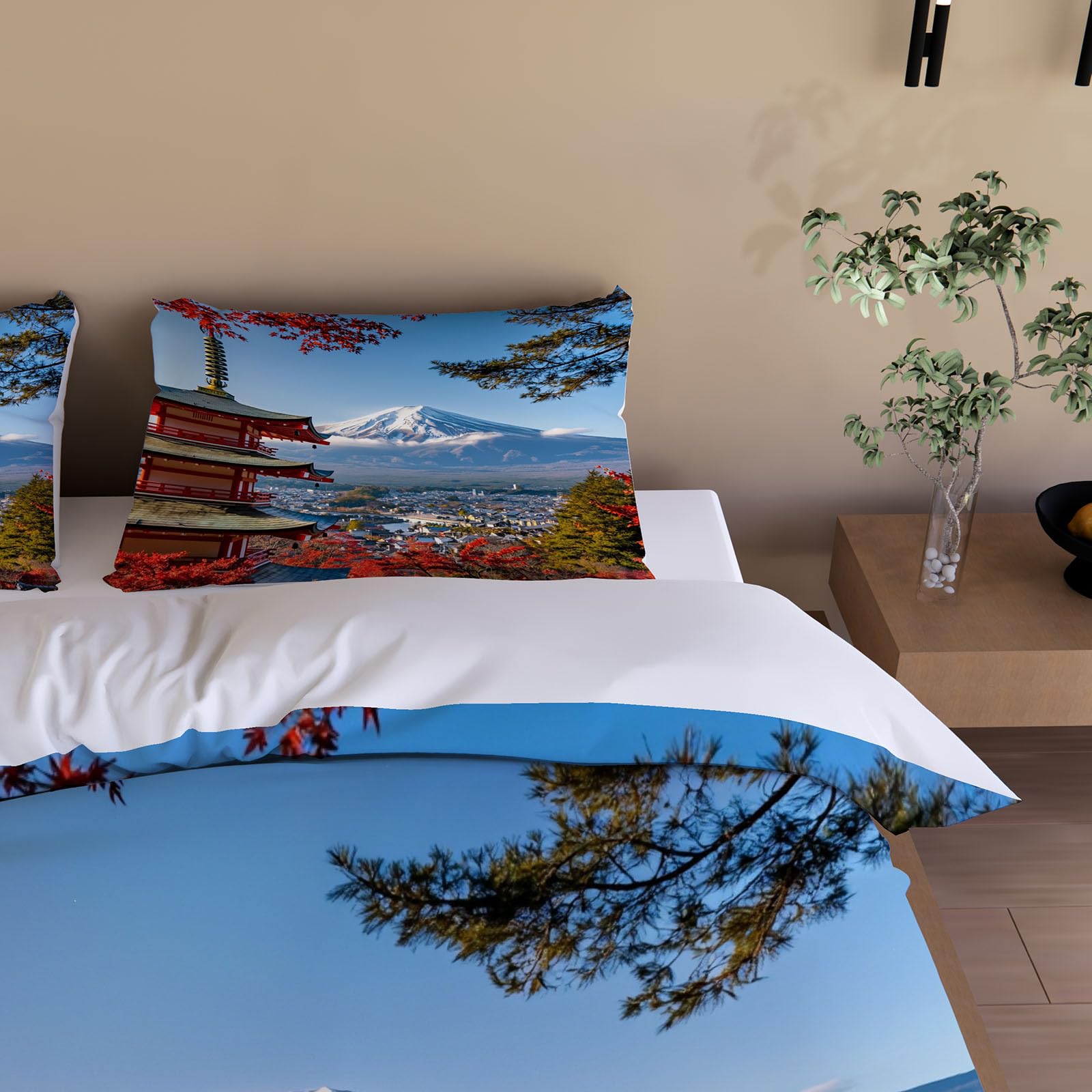 Wendebettwäsche Japan Stil 135x200 4tlg mit 2 Kissenbezug 80x80（6-15）