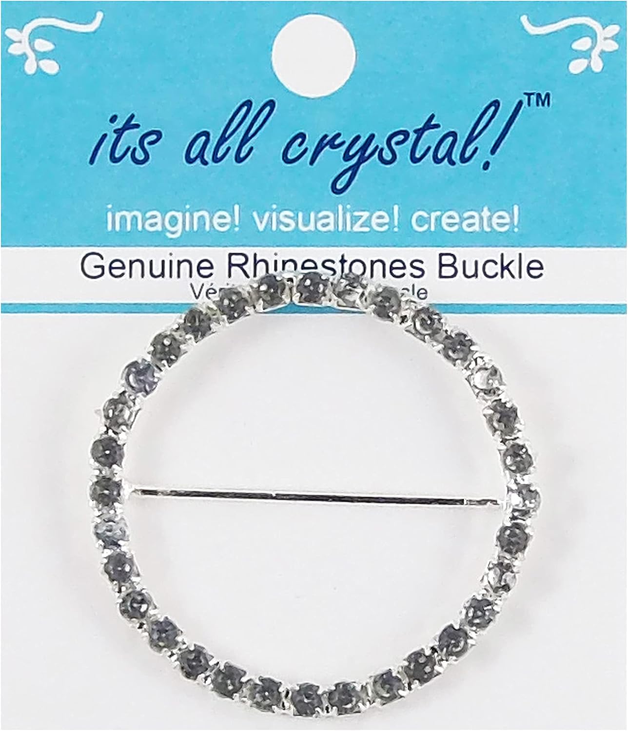 2 PcsGenuine Crystals Rhinestones Buckle- Silver Finish Round Metal Buckle Wedding Invitations Evening Wear- #4121