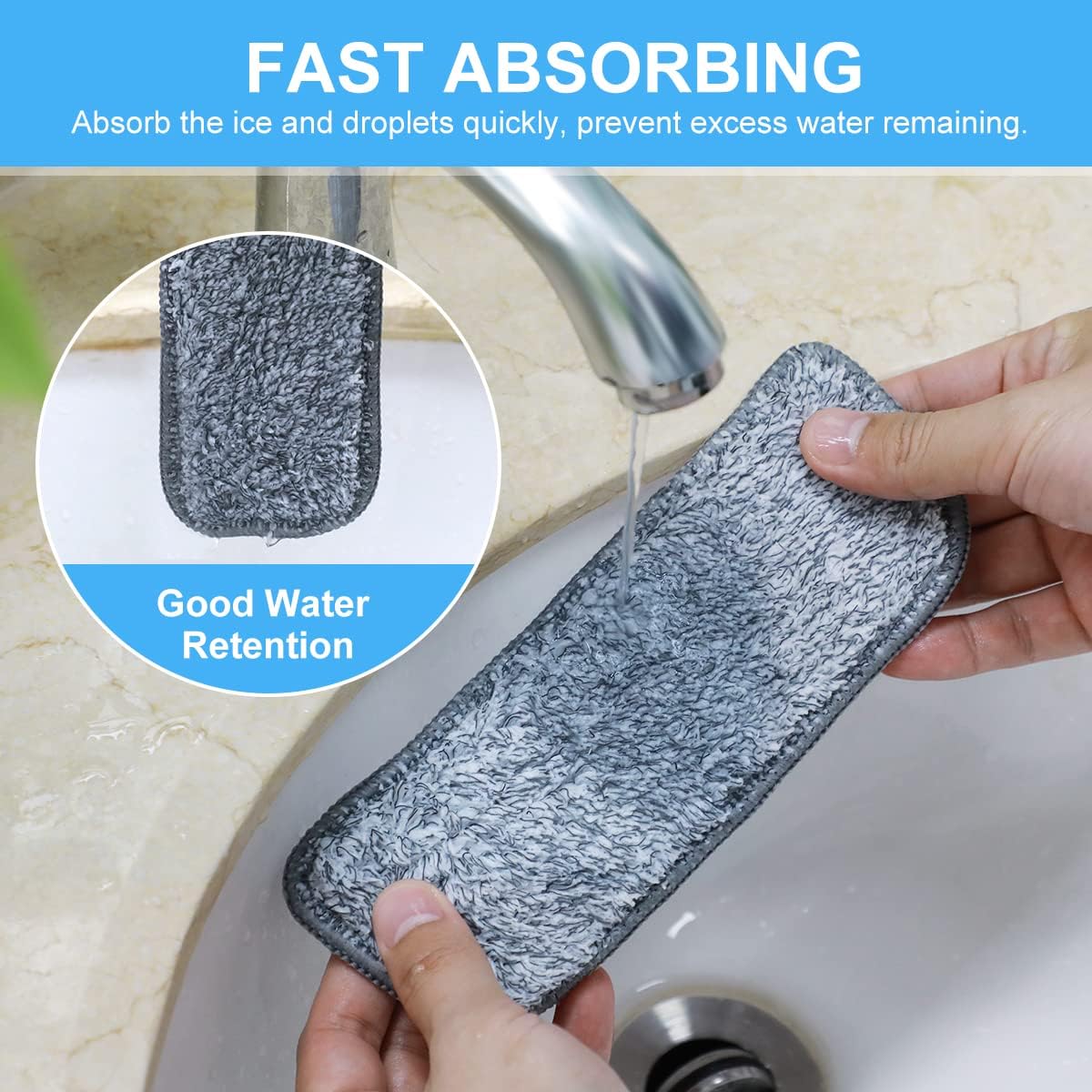 Magicfour 2 Pack Refrigerator Water Catcher, Absorbent Water Drip Catcher for Fridge Water Dispenser, Reusable Leak Catcher for Water Dispenser Tray, Grey, 2 Sizes