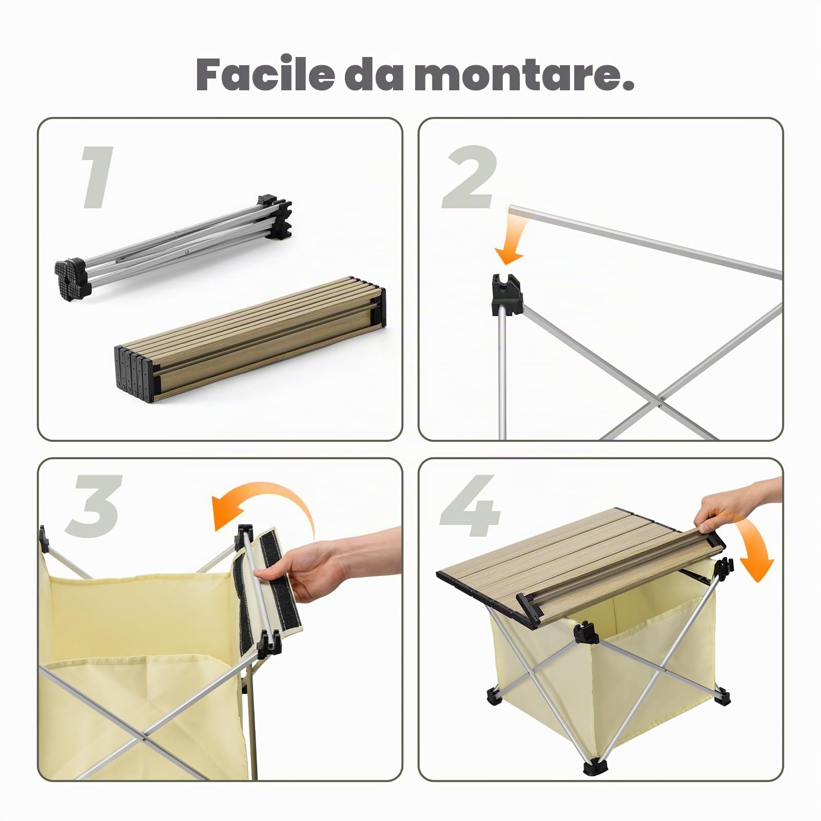 Tavolino da Campeggio Pieghevole, Tavolo da Esterno Piccolo Pieghevole Portatile e Leggere con Spazio di Archiviazione con Borsa da Trasporto, 40x34.5x27cm S