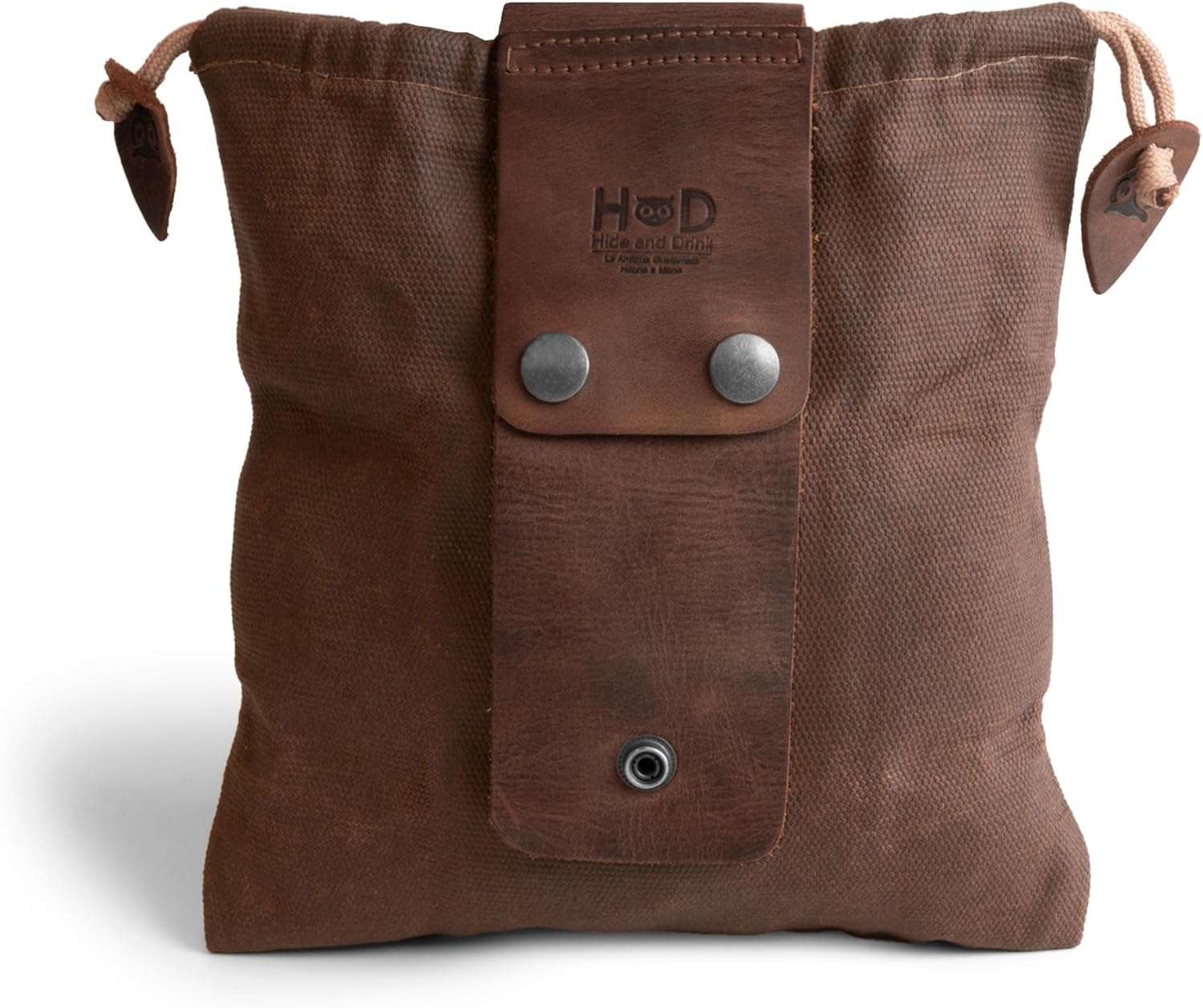 Hide & Drink, Foraging Pouch (Collapsible) for Hiking, Treasures & Seashells Bag, Easy Looping Around Belts, Grocery Storage, Waxed Canvas, Handmade - Image 2