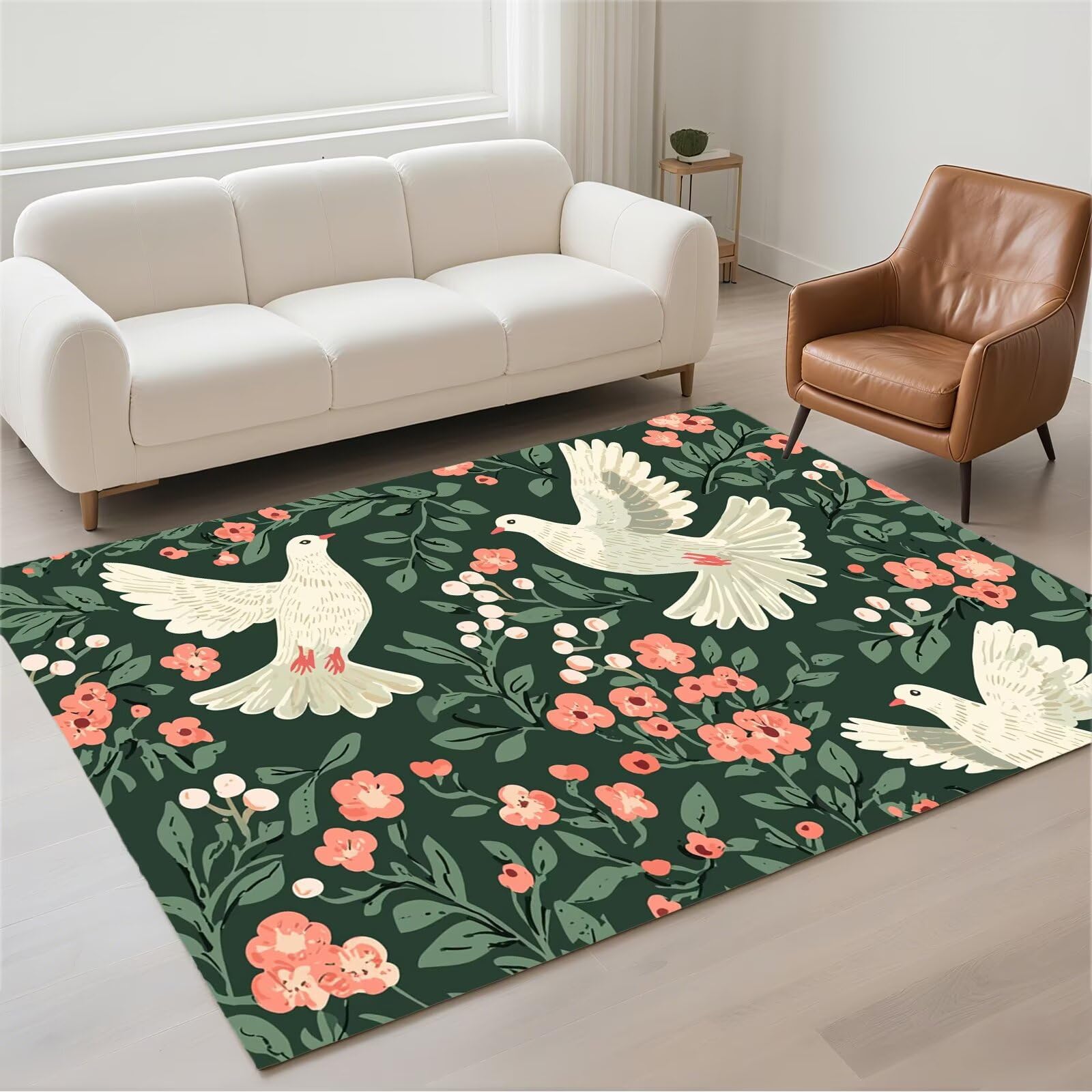 Tapis de Salon Résistant aux Taches et Tapis Lavable Anti-Glisse