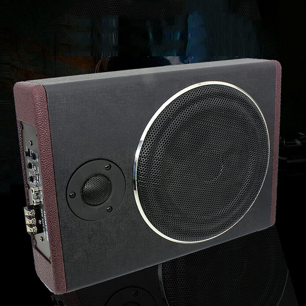 Subwoofer activo para coche, 600 W, 12 V, ultrafino, acero inoxidable, subwoofer con amplificador integrado, subwoofer de audio para coche/camión, color negro