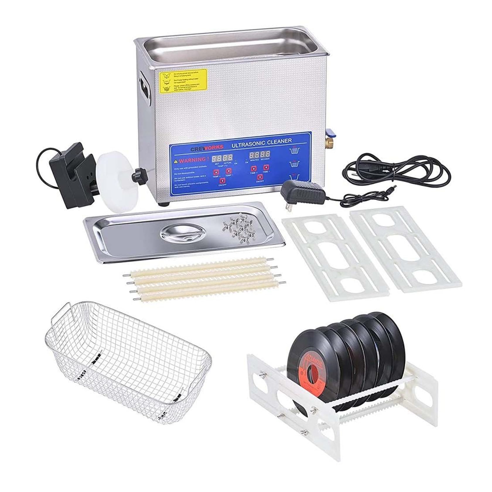 Pulitore Ad Ultrasuoni per Dischi in Vinile da 180 W 6 Litri, Pulitore Ad Ultrasuoni Commerciale, Lavadischi, con Timer Digitale E Riscaldatore, Pulisce 1-6 Dischi in Vinile Una Volta