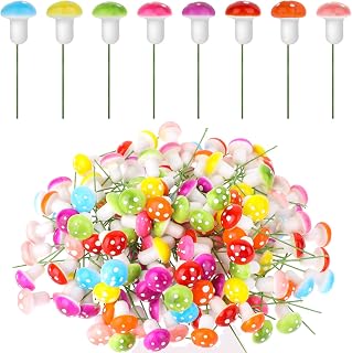 160PCS Tiny Foam Colorful Mushroom Miniatures Garden Mushroom Mini Mushroom Miniatures Cupcake Toppers Artificial Garden Ornament for Flower Pot Micro Landscape Decoration Bonsai DIY Craft