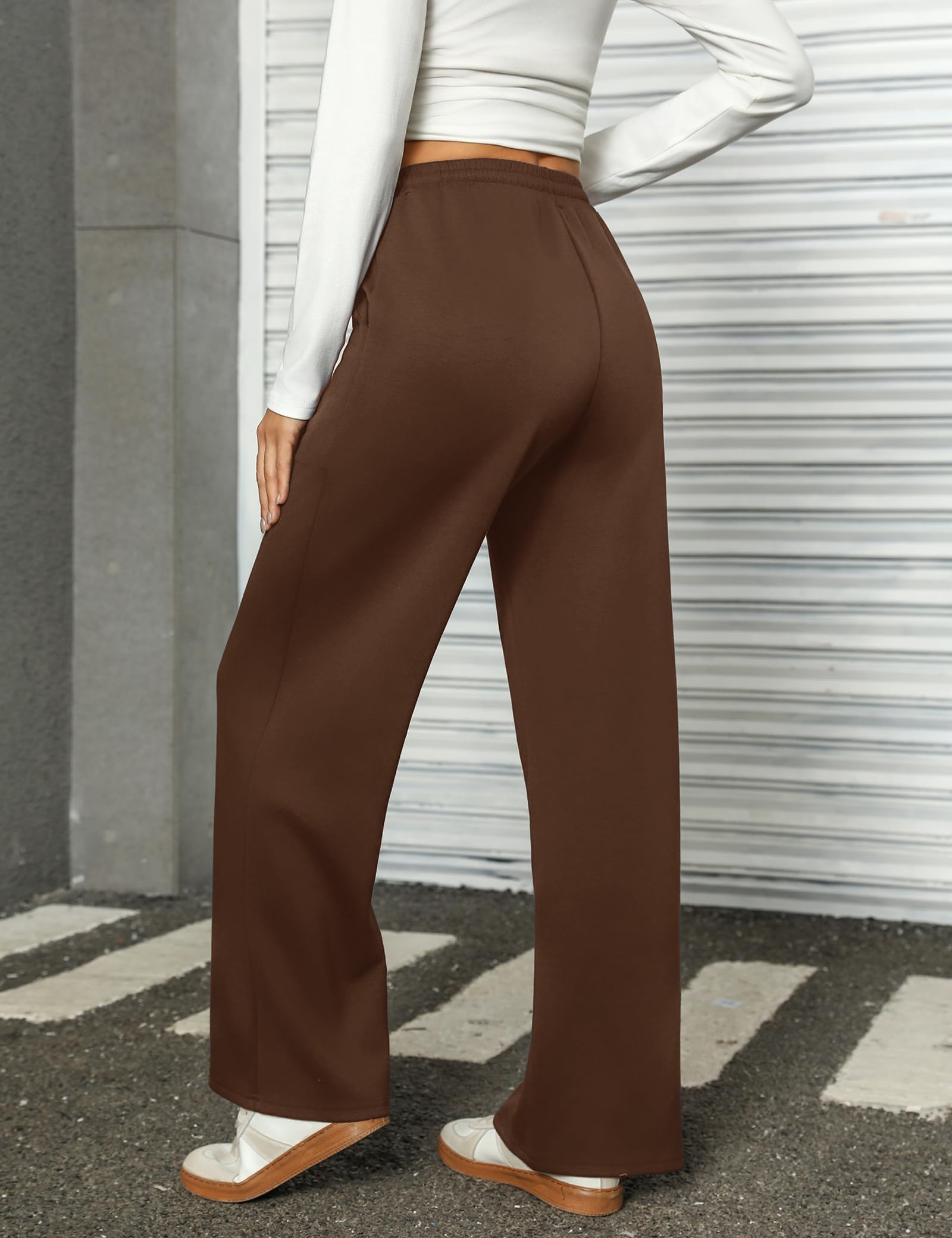 Totatuit Pantalón Mujer Invierno Ancho Recto Cintura Alta con Bolsillos Jogging Casual Cálido Ajustable con Cordón