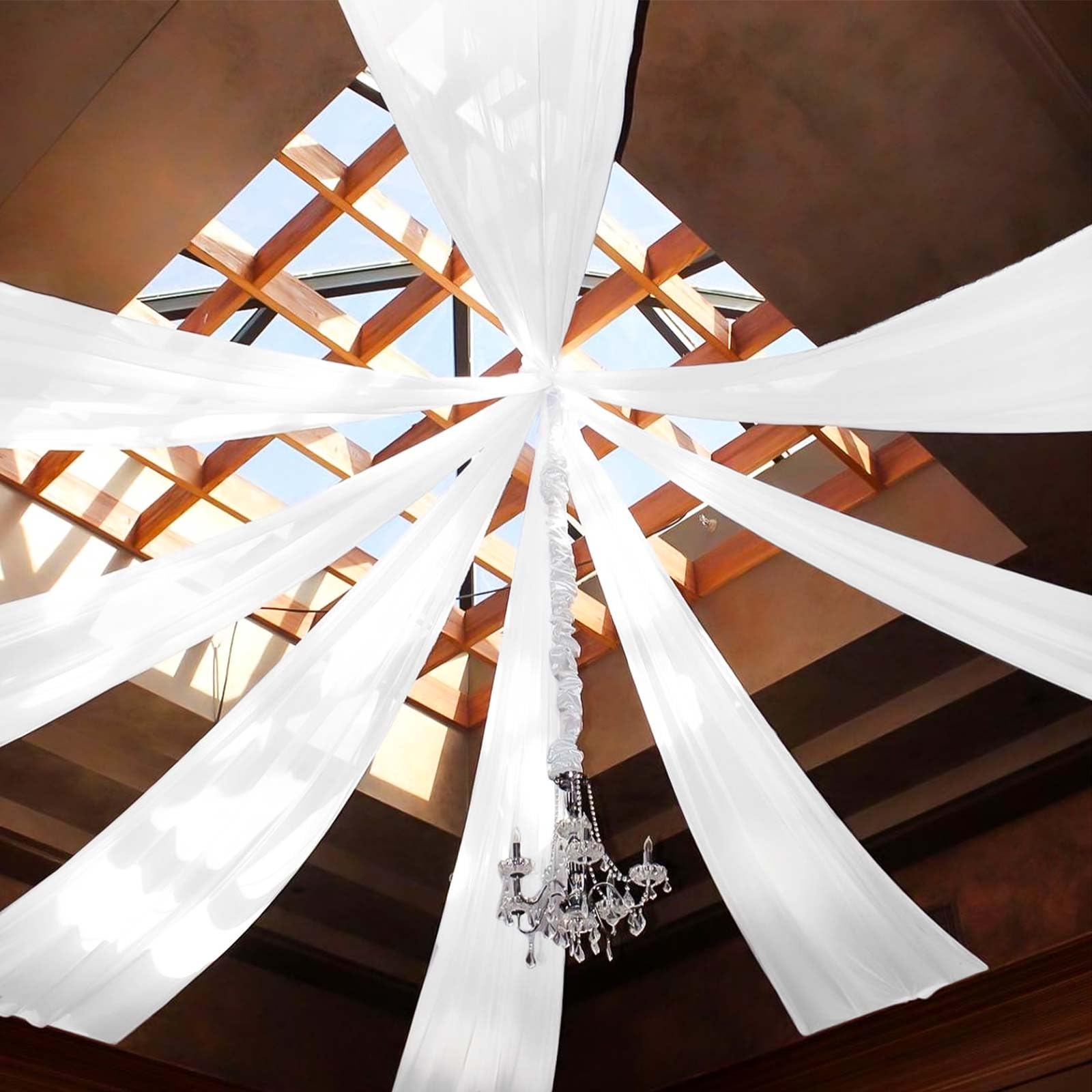 Drapé de plafond mariage blanc Showgeous mousseline pour voilage de cérémonie laïque