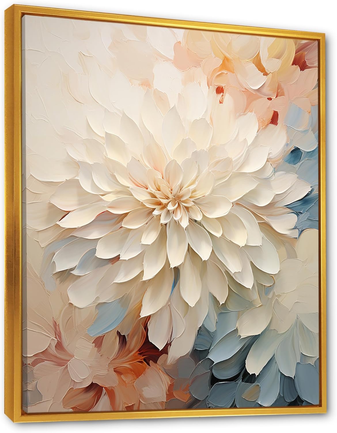 DesignQ Dahlia Gold Framed Wall art decor, Dahlia Wall Art