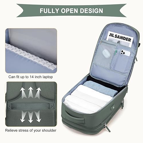 Miniatura 9 de coowoz Mochila de viaje grande para mujeres y hombres, mochila de mano, mochila de senderismo, impermeable, mochila deportiva al aire libre, mochila