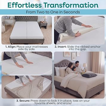 ZENO Bed Bridge for Split King & Gap Filling - Twin to King Bed Converter - Premium High-Density Foam - Seamless Sleep for Your Family - Twin Mattress Insert