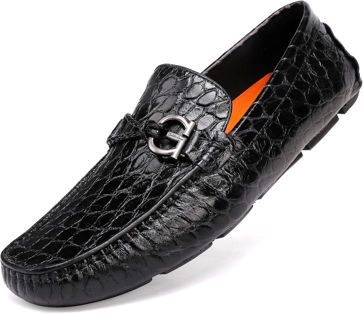 Classic Men's Leather Driving Loafer Casual Alligators Printed Metal Business Shoes Party Wedding Driving Moccasin - Image 7