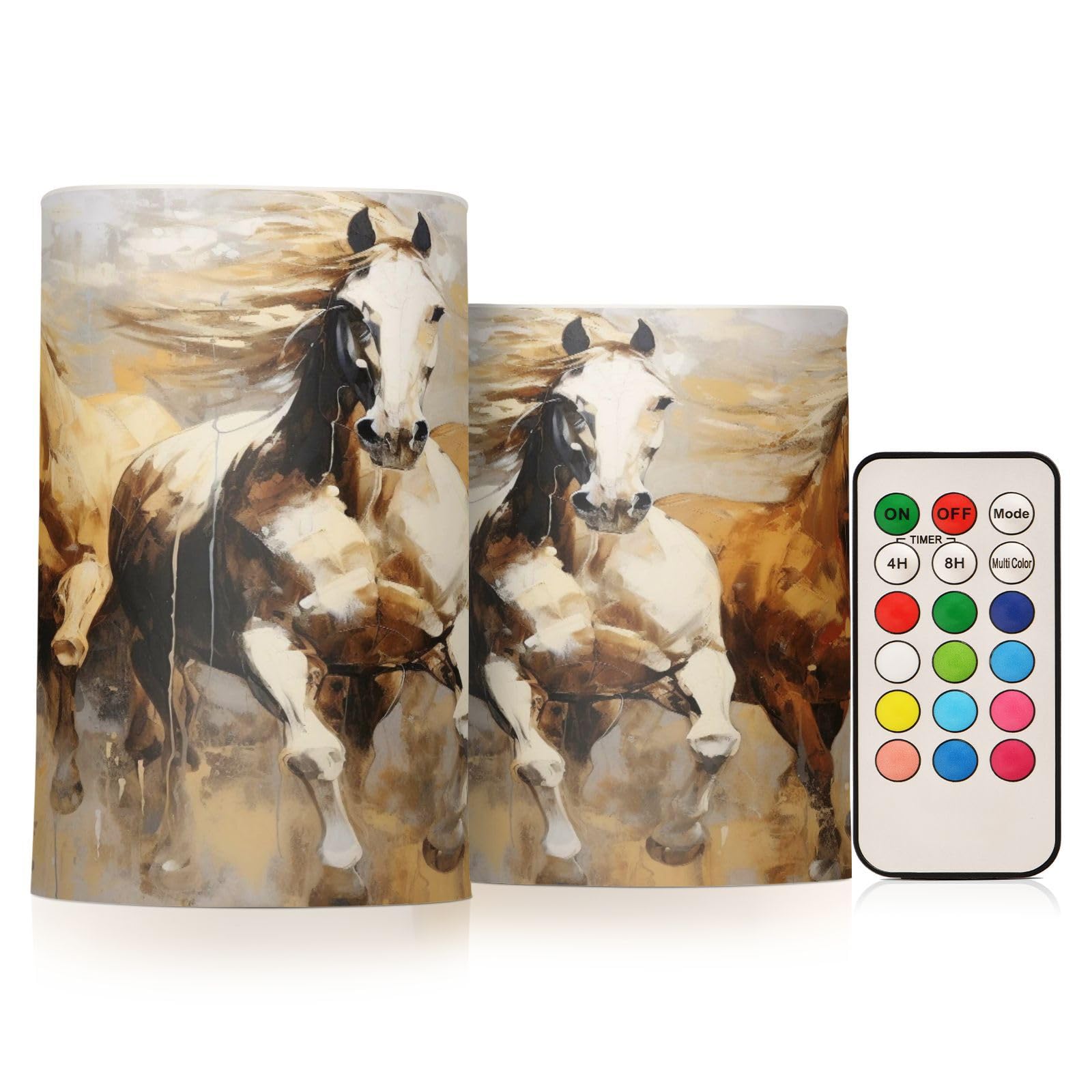 ALAZA Horse (4) Flickering Flameless Candles Battery Operated with Remote Timer,Tea Light Candles LED Pillar Votive Candles Set of 2 for Outdoor Indoor Decorations