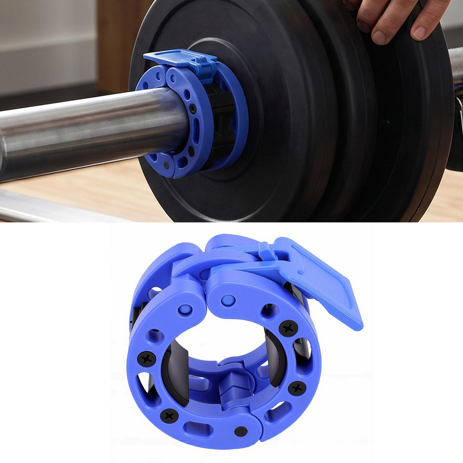 SIXRUN Morsetto per Collare per Bilanciere, Clip a Molla in Plastica per Bilanciere da 2 Pollici, Diametro Interno 50 Mm, Installazione con una Sola Mano, Blocco Barra per Sollevamento Pesi per Utenti
