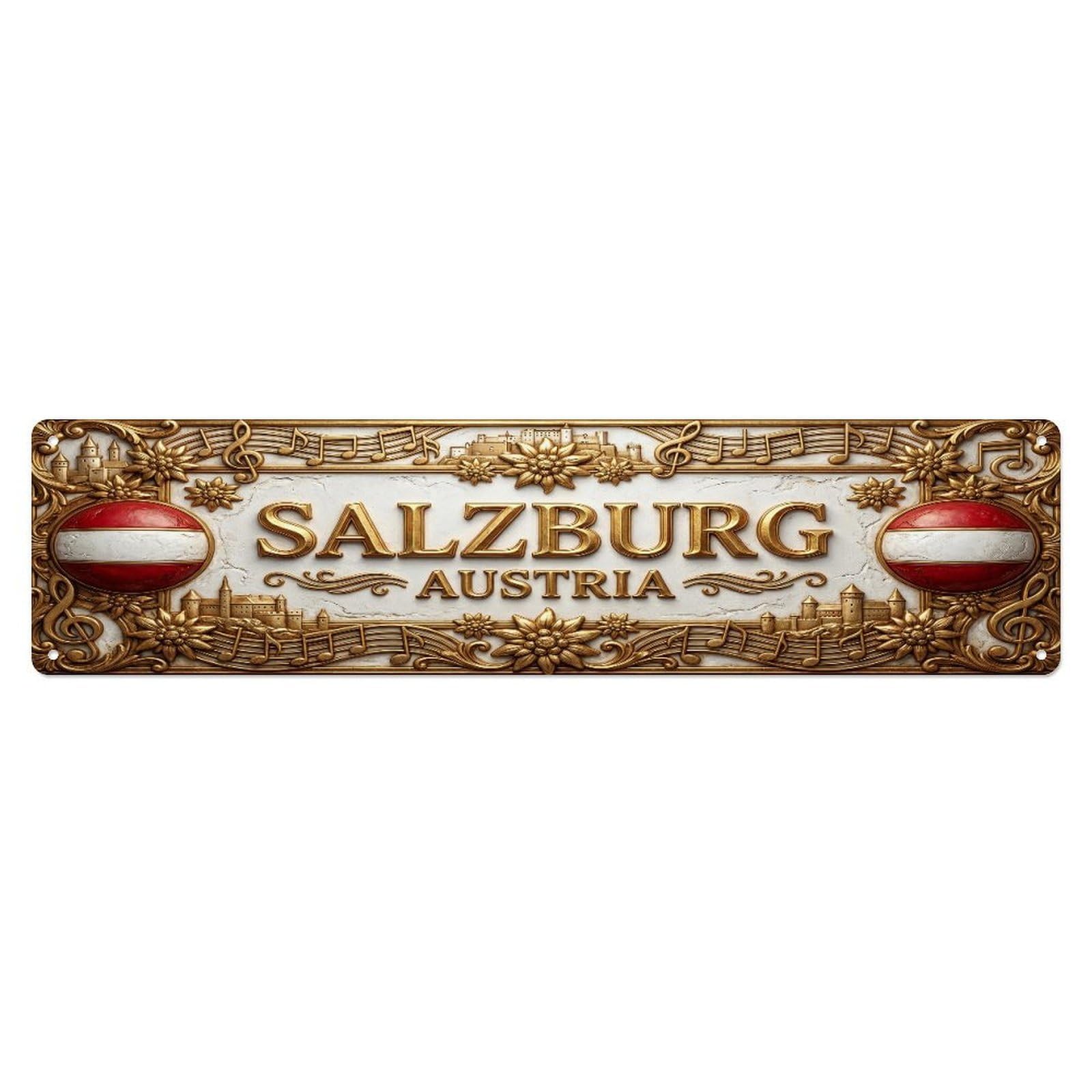 Xanthor Style Metal Tin Sign Vintage Salzburg Austria Flag Pattern 1