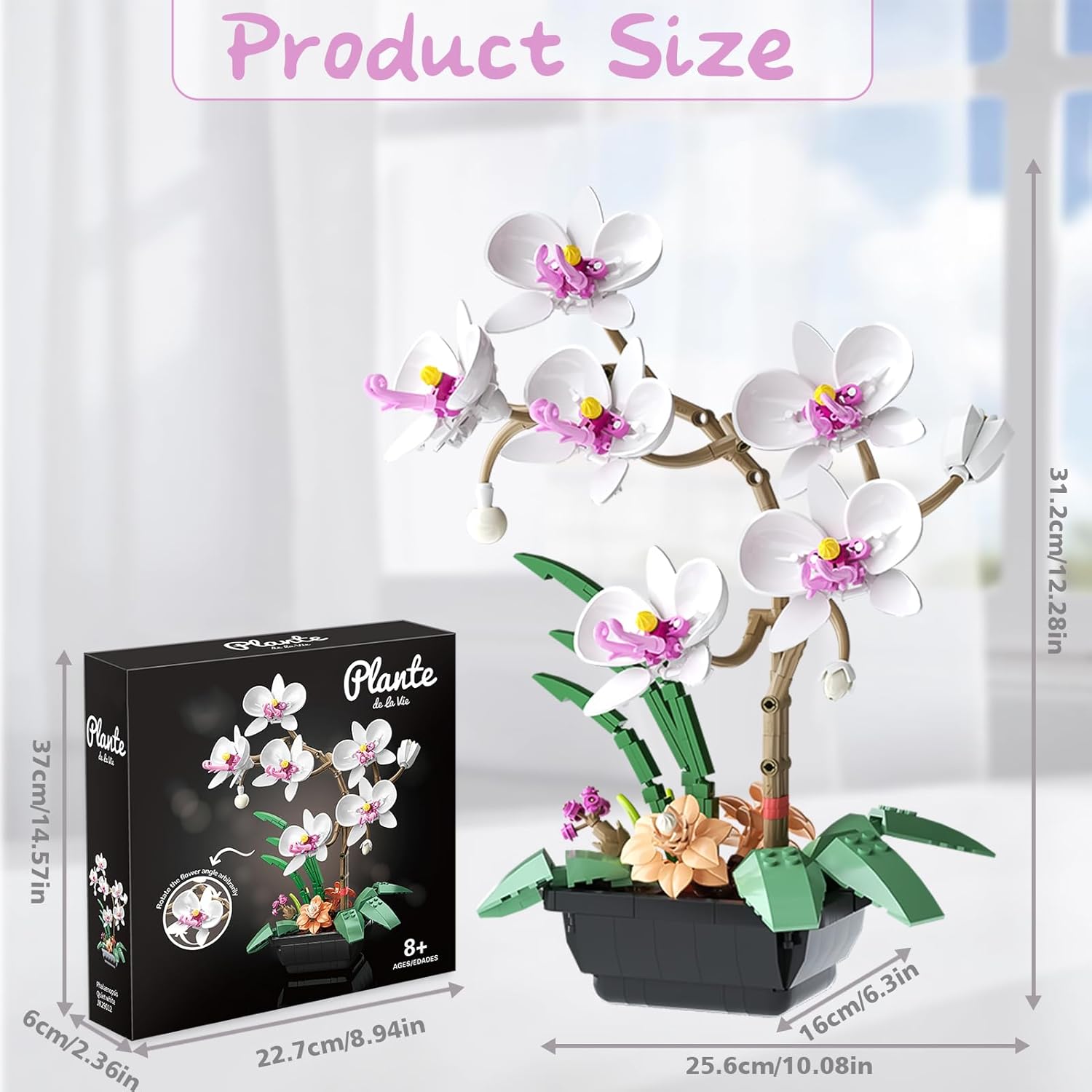 Orchid Flower Building Block Set, Orchid Botanical Collection for Home & Office Decor, Artificial Flowers Plant Gifts for Adults Valentine's Day, Mothers Day, Birthday 581pcs