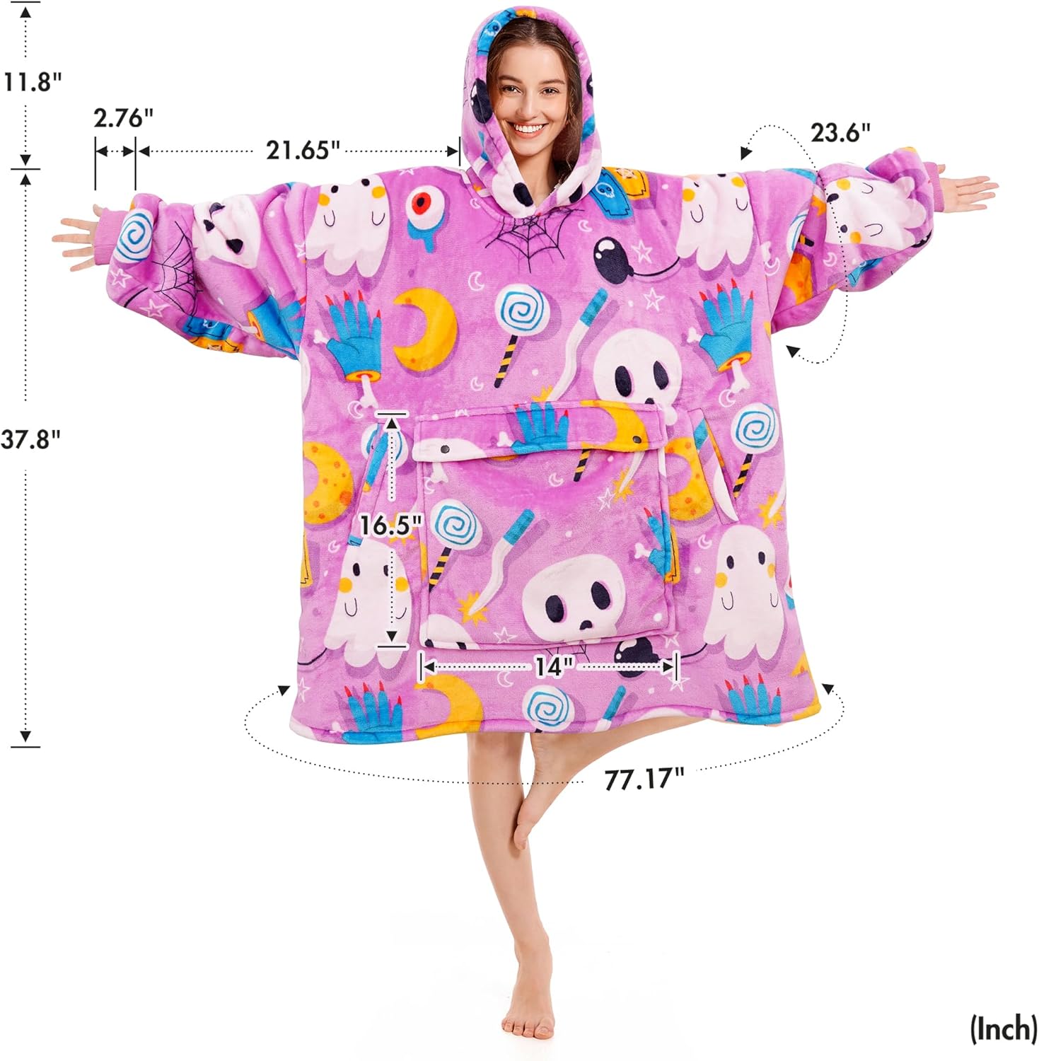 Narecte Cozy Oversized Blanket Hoodie Wearable Blanket Adults Soft Hooded Blanket Hoodie Birthday Gifts for Women Christmas - Image 4